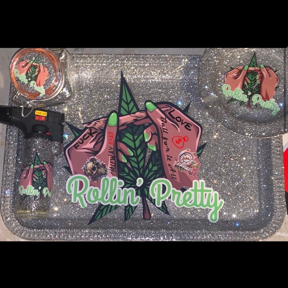 Rolling pretty tattoo tray set